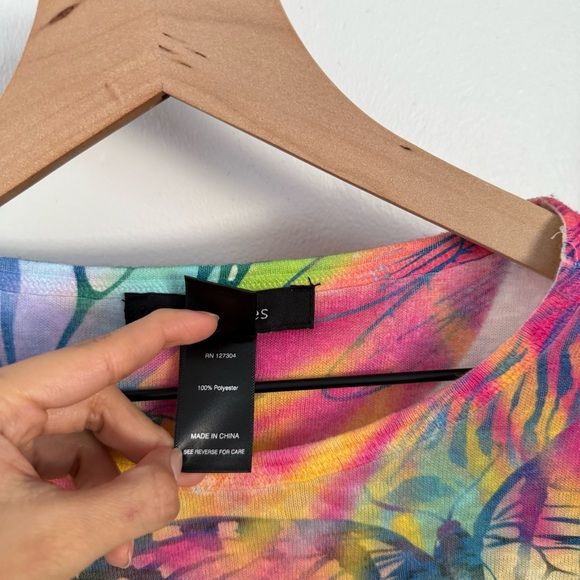 Ali Miles Petite Small Floral Butterfly Top Colorful Spring Y2K Rainbow Relaxed - Picture 5 of 7